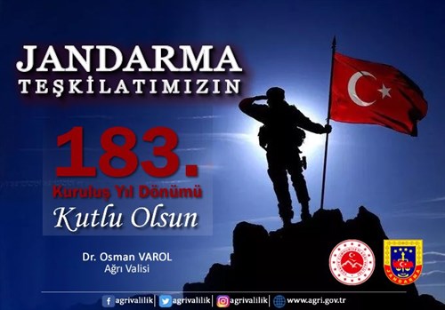 Vali Varol’un Jandarma Teşkilatının 183’üncü Kuruluş Yıl Dönümü Mesajı